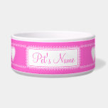 Fancy Hearts and Lace Bowl<br><div class="desc">Add Your Pet's Name to Their Dish! Customize the background to your favorite color!</div>