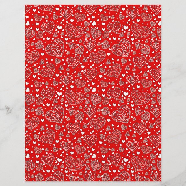 Fancy hearts pattern scrapbook paper (Front)