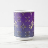Fancy Hearts Purple Gradient w/Name Coffee Mug (Center)