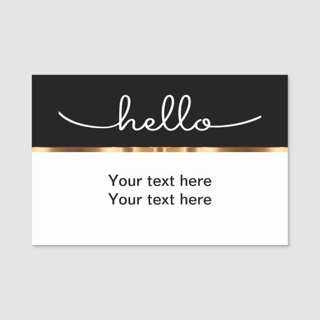 Fancy Hello Upscale Name Tag (Front)