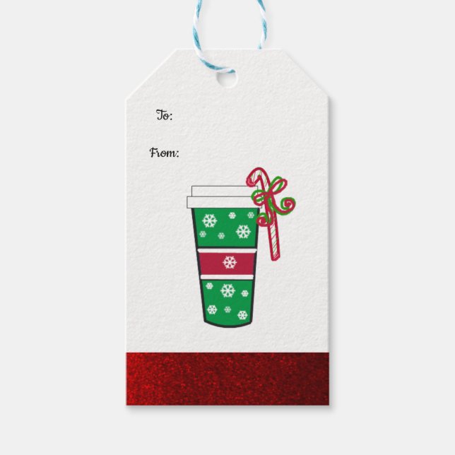 Fancy Holiday Coffee Beverage Gift Tags (Front)