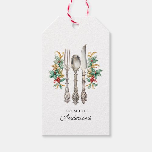 Fancy Holiday Silverware Personalized Gift Tags