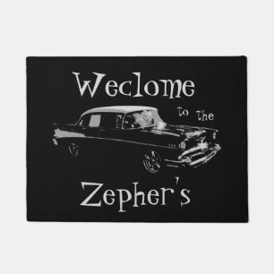 Fancy Hot Rod, Add Surname Custom Doormat