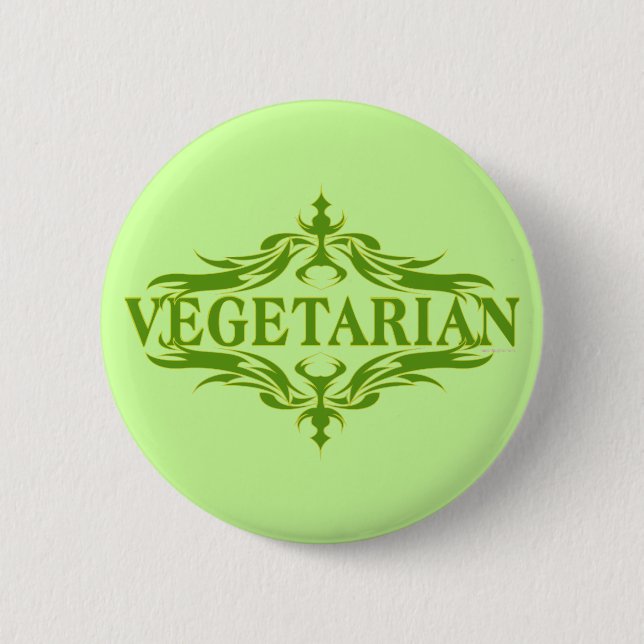 Fancy In Green - Vegetarian Pinback Button (Front)
