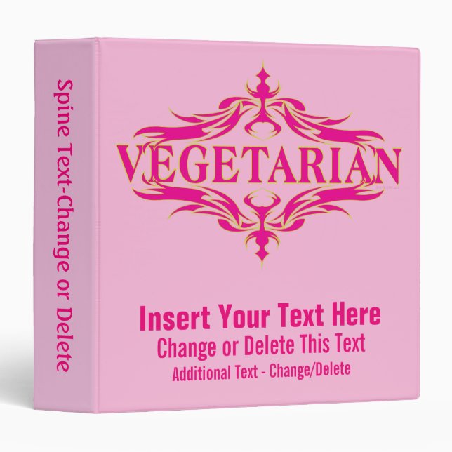 Fancy in Pink - Vegetarin 3 Ring Binder (Front/Spine)