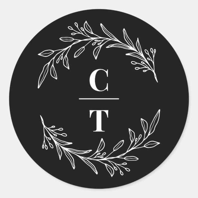 Fancy Initials Editable Color Wedding Stickers (Front)