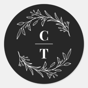 Fancy Initials Editable Color Wedding Stickers