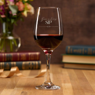 Fancy Inspirational Faith Quote Etched Wine Glass