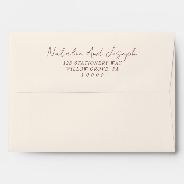 Fancy Ivory Grape Fizz Old Money Retro Wedding Envelope (Back (Top Flap))