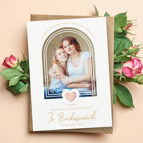 Fancy Jr Bridesmaid Pink Heart Photo Proposal Postcard