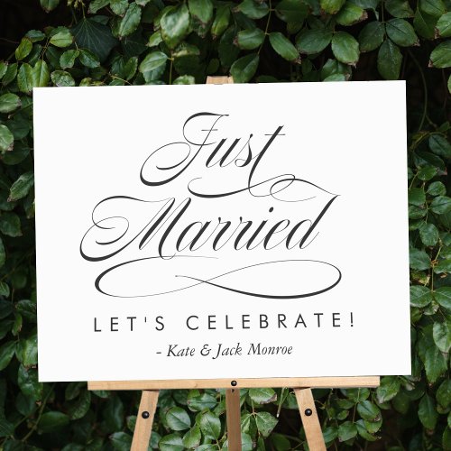 Fancy Just Married Lets Celebrate Reception Sign
