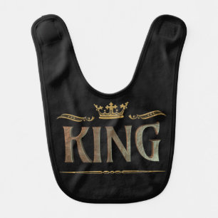 Fancy King Lettering - Grand Medieval Royal Crown Baby Bib