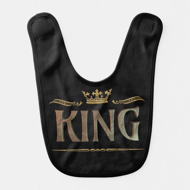 Fancy King Lettering - Grand Medieval Royal Crown Baby Bib (Front)