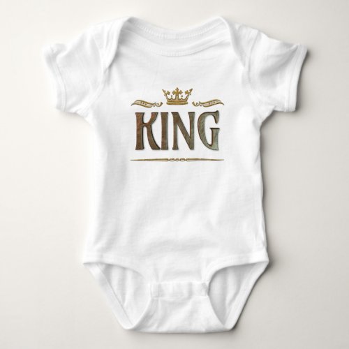 Fancy King Lettering _ Grand Medieval Royal Crown Baby Bodysuit
