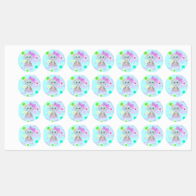 Fancy Kitten - Kids' Labels (Sheet)