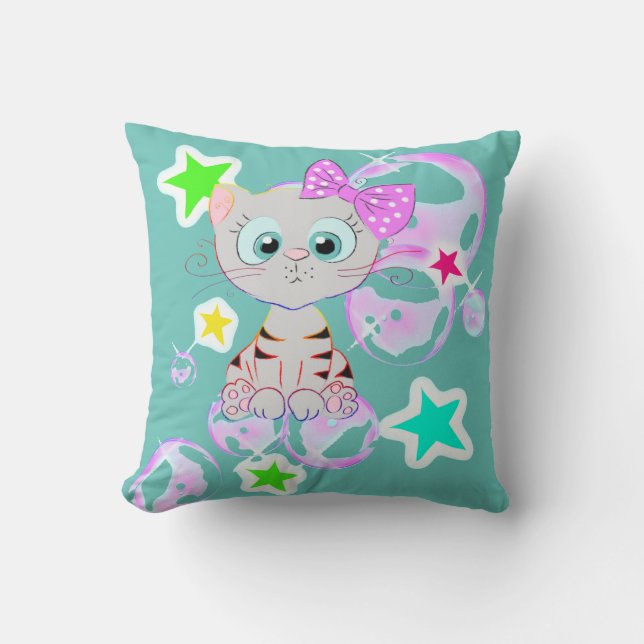 Fancy Kitten - Throw Pillow (Front)