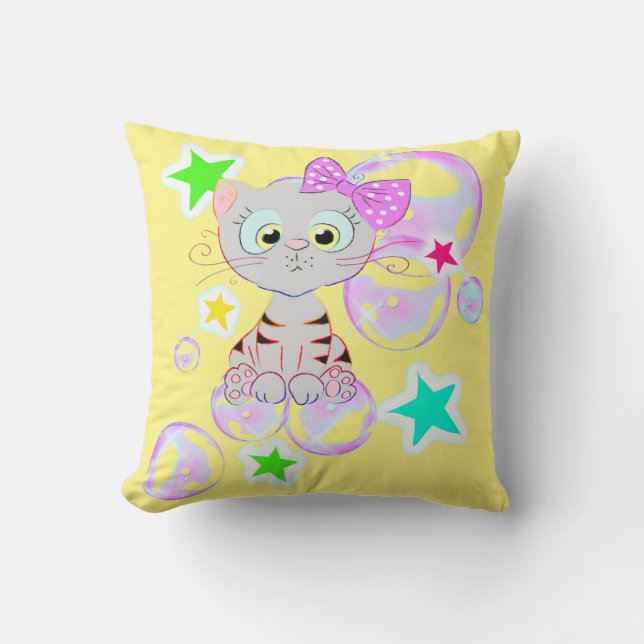 Fancy Kitten - Throw Pillow (Front)