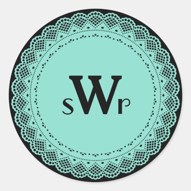 Fancy Lace Custom Monogram Stickers (Front)