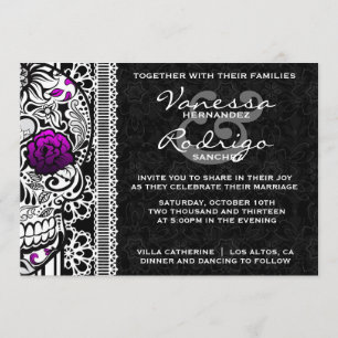 Fancy Lace Sugar Skull Day of the Dead Invite