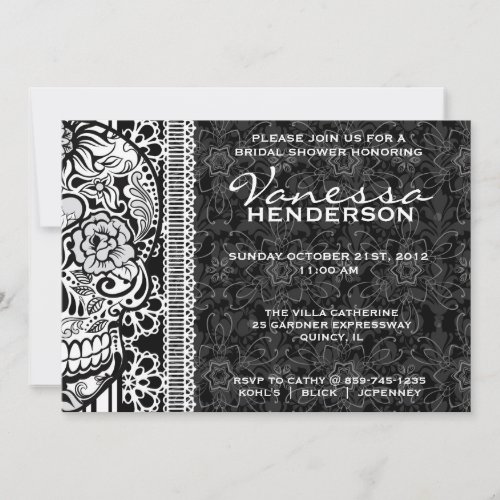 Fancy Lace Sugar Skull Day of the Dead Invite