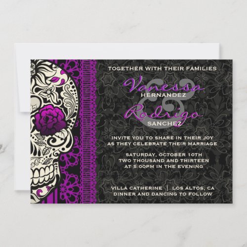 Fancy Lace Sugar Skull Day of the Dead Invite