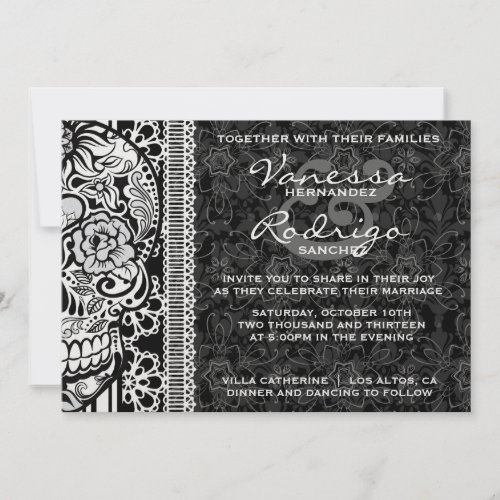 Fancy Lace Sugar Skull Day of the Dead Invite