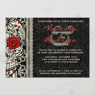 Fancy Lace Sugar Skull Day of the Dead Invite