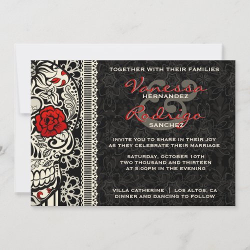 Fancy Lace Sugar Skull Day of the Dead Invite