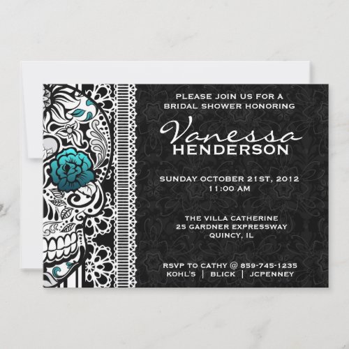 Fancy Lace Sugar Skull Day of the Dead Invite
