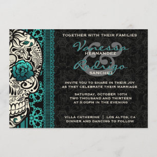 Fancy Lace Sugar Skull Day of the Dead Invite