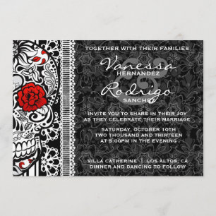 Fancy Lace Sugar Skull Day of the Dead Invite