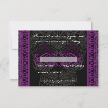 Fancy Lace Sugar Skull Day Of The Dead Rsvp by oddlotpaperie at Zazzle