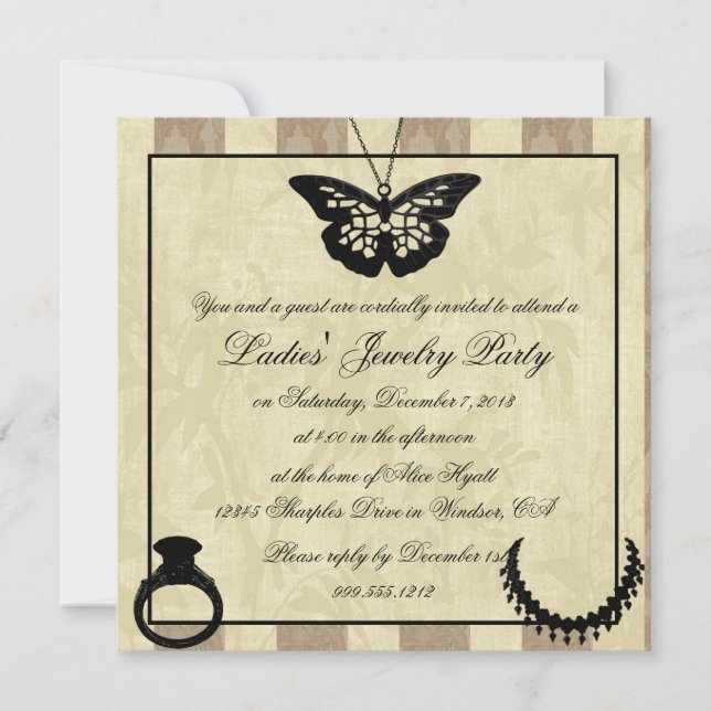 Fancy Ladies' Jewelry Party Invitations (Front)