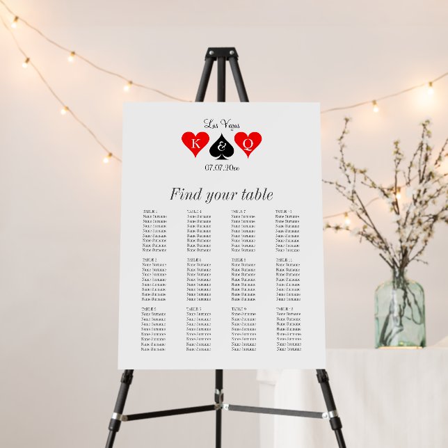 Fancy Las Vegas strip wedding party seating chart Foam Board (In Situ (Stand))