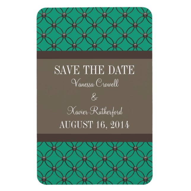 Fancy Lattice Save the Date Magnet, Emerald Magnet (Vertical)