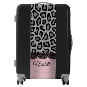 Fancy Leopard and Lace with Pink Blush Luggage