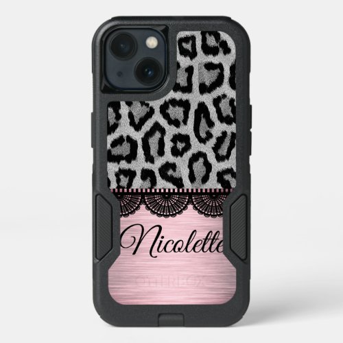 Fancy Leopard and Lace with Pink Blush  iPhone 13 Case