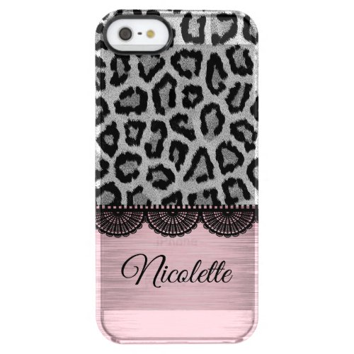 Fancy Leopard and Lace with Pink Blush         Unc Clear iPhone SE55s Case