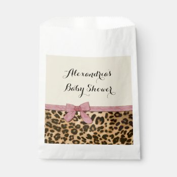 Fancy Leopard Pink Bow Girl Baby Shower Favor Bag by CustomInvites at Zazzle