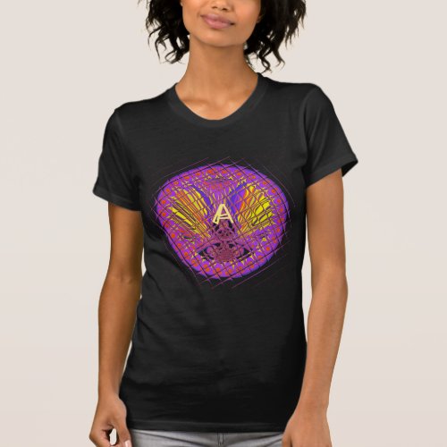 Fancy Letter A Beautiful Plum Amazing Colorful T_Shirt