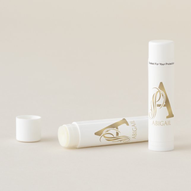 Fancy letter A in gold tones  Lip Balm (In Situ)