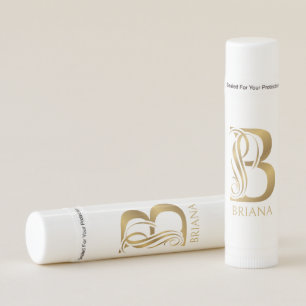 Fancy letter B in gold tones  Lip Balm
