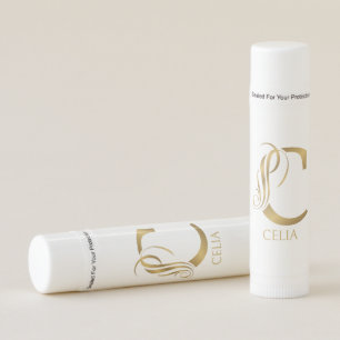 Fancy letter C in gold tones  Lip Balm