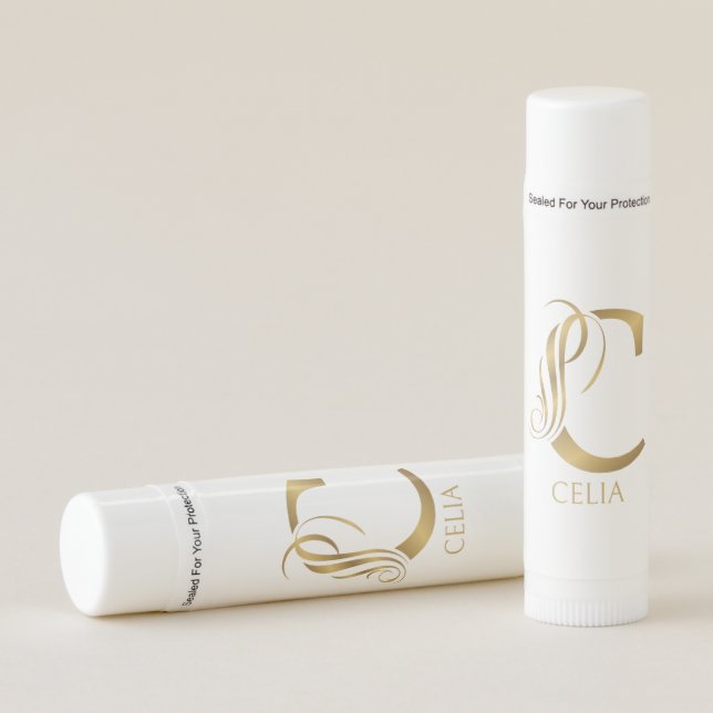 Fancy letter C in gold tones  Lip Balm (Front)