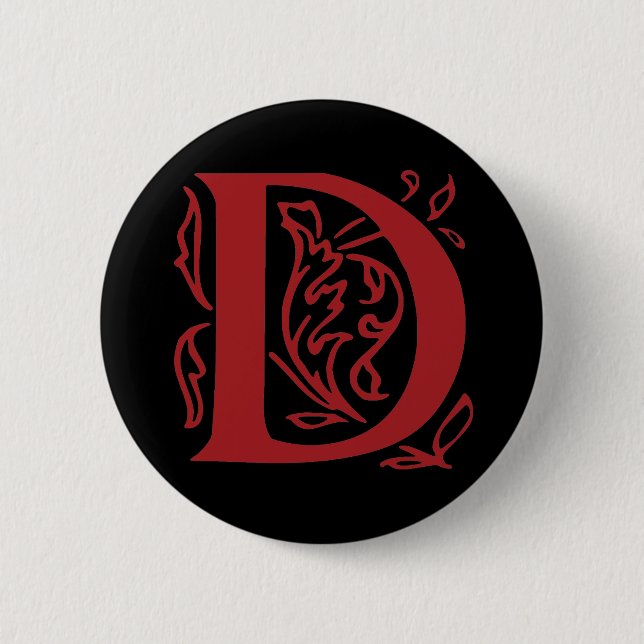 Fancy Letter D Button (Front)