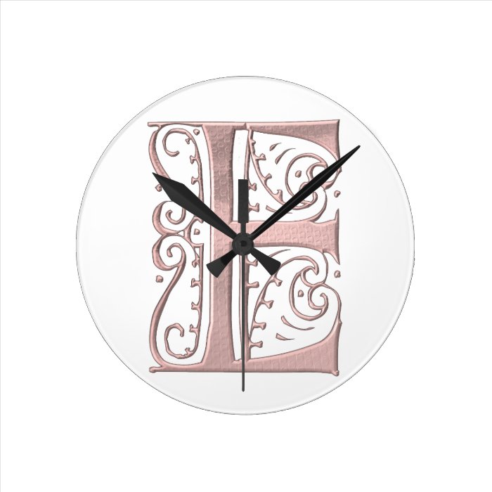 Fancy Letter E 1 Round Wallclock