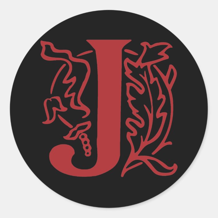 Fancy Letter J Round Sticker