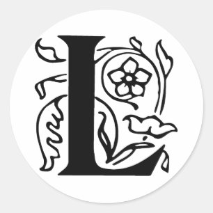 Fancy Letter L Classic Round Sticker
