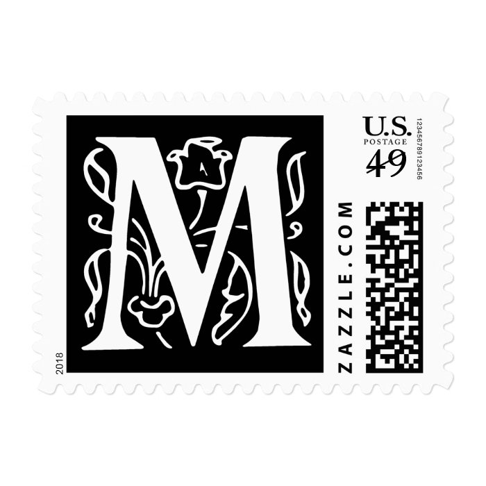 Fancy Letter M Postage Stamp