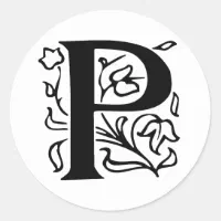 Fancy Letter P Classic Round Sticker